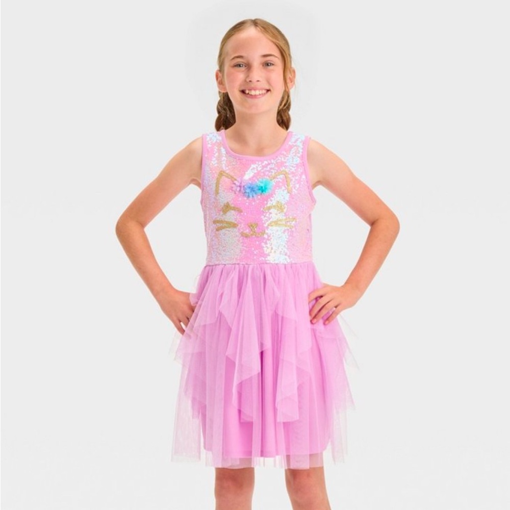 Zenzi Girls Sleeveless Kitty Tulle Dress